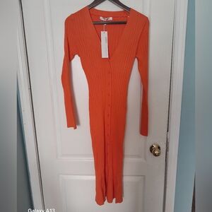 Vibrant Orange Long Sleeve Dress